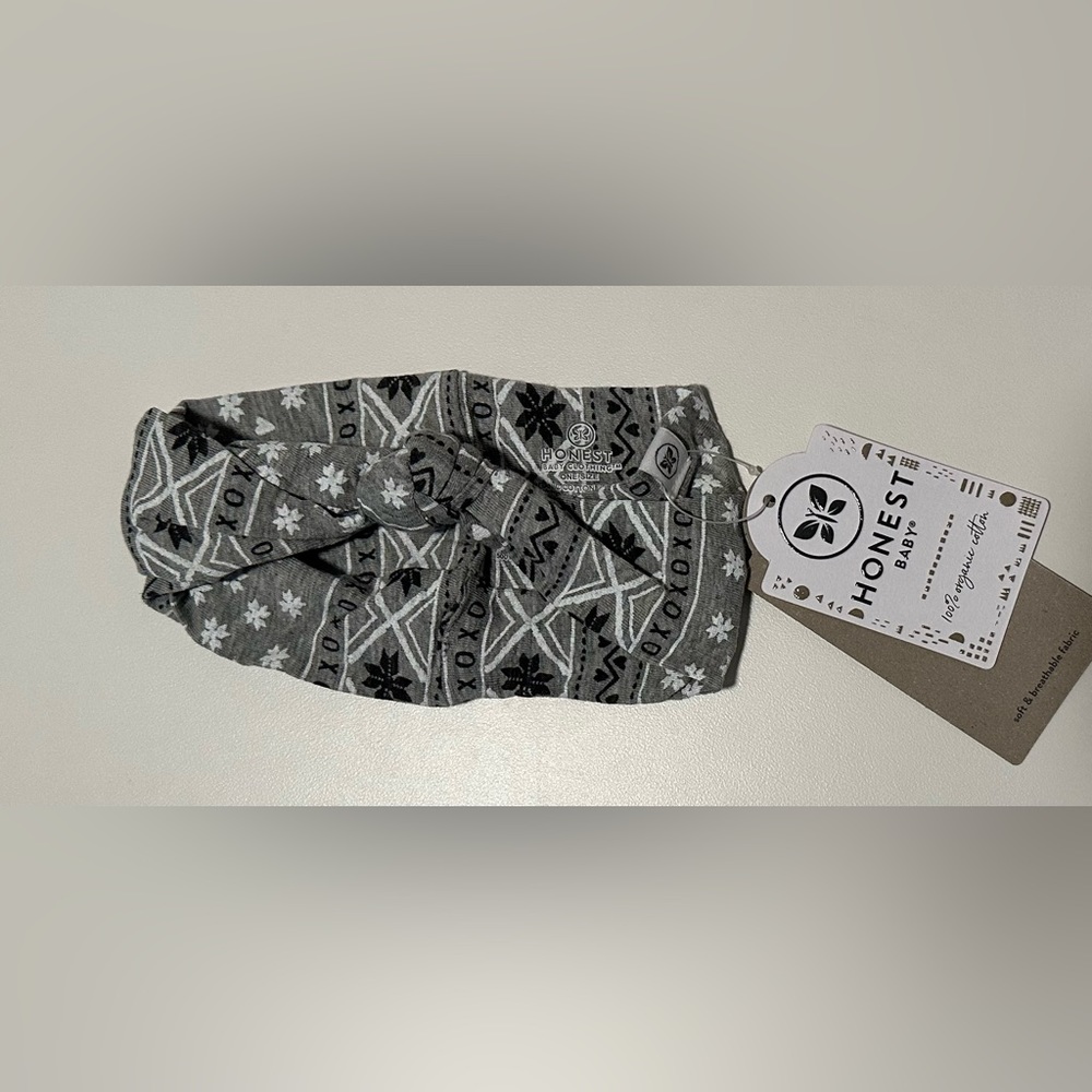 Honest Baby Knotted Headband Gray Organic Cotton NWT